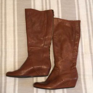 Brown leather boots